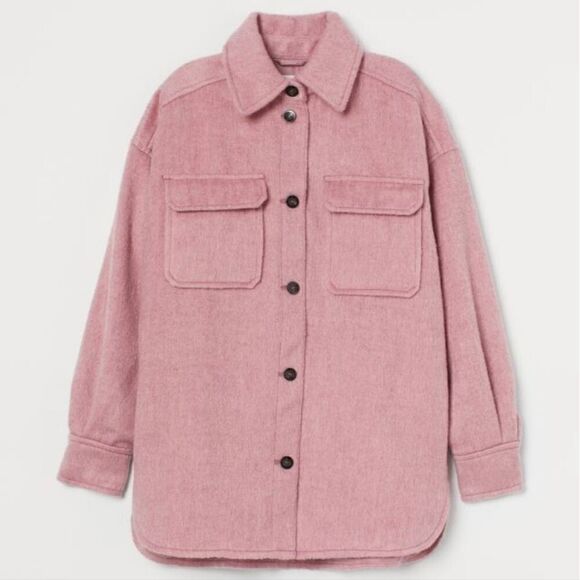 NWT H&M Oversized Wool Blend Pink Coat Jacket Size XXL - Picture 1 of 12